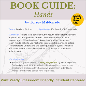 Preview of Book Guide: "Hands" (Printable teaching guide for independent reading)