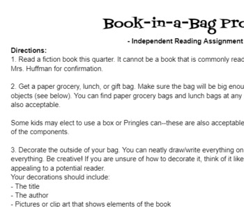 Preview of Book-In-A-Bag - Project & Presentation 