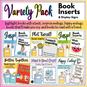 Preview of Book Insert & Display Sign Variety Bundle- Library and Classroom Book Display