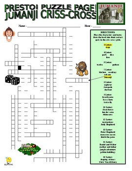 Preview of Book - Jumanji Puzzles (Wordsearch and Criss-Cross / Animals / Movie / SUB)