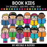 Book Kids Clipart + FREE Blacklines - Commercial Use