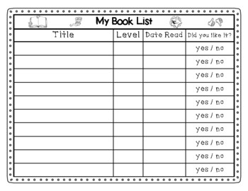 Book List Reading Record by Mrs Walters Wonderland | TpT