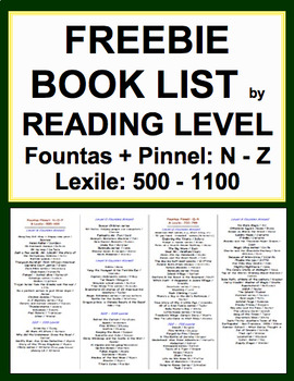 Preview of Book List by Reading Level