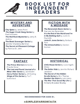 Preview of Book List for Middle Readers