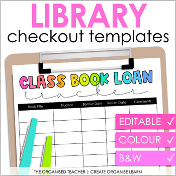 Preview of Editable Classroom Library Checkout System - Book Loan Tracking Sheets