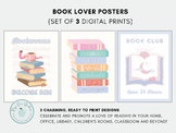 Book Lover Poster Print Set (foster love of reading, liter