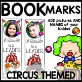 Book Marks Circus Themed Editable Adding Picture and Name