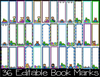 Preview of Book Marks- Editable- 36 Editable Book Marks