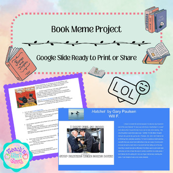 Preview of Project Based Learning Reading using Book Memes, Grades 5-12 Any Book, CCSS