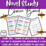 Book Novel Study - Choice Board - 12 Choices, Rubric, and 