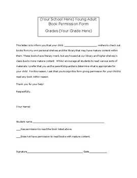 Preview of Book Permission Form (Editable)