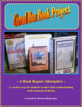 Preview of Book Report Project: Cereal Box ~Elements of Fiction~ Includes rubric