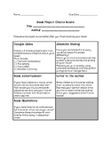 Book Project Choice Board with Rubric *100% Editable*
