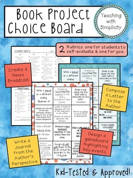 Preview of FREEBIE! - Book Project Choice Board with Rubrics