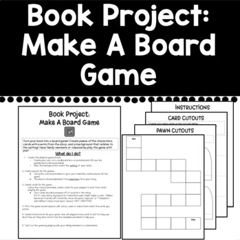 Preview of Book Project: Make A Board Game- Distance Learning - Printable