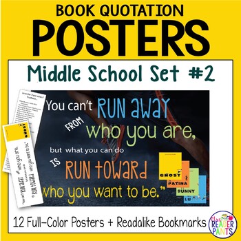 Preview of Book Quote Posters - Middle School Set #2 - Middle School Library Posters Decor