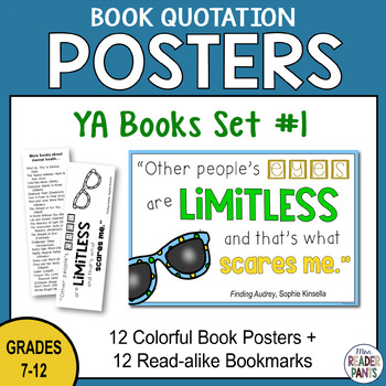 Preview of YA Book Quote Posters - Set #1 - High School Library Posters - Young Adult Books