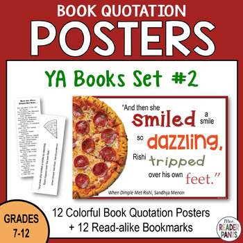 Preview of Book Quote Posters - YA Set #2 - High School Library Posters 