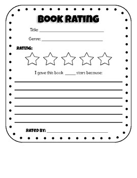 Book Rating Form - 5 Stars by Casandra White | TPT