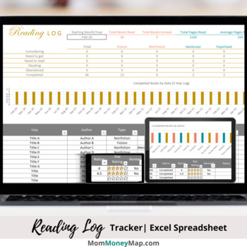 Preview of Book Reading Log Excel Spreadsheet