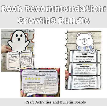 Preview of Book Recommendation Bulletin Boards and Craft Activities | GROWING BUNDLE