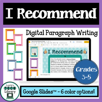 Preview of Book Recommendation Digital Paragraph Writing in Google Slides™