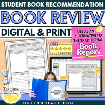 Preview of Book Recommendation Sheet | Review Alternative Book Report Template Reflection
