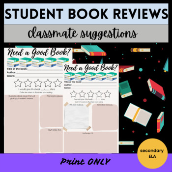 Preview of Book Recommendation Sheets | Student Book Reviews