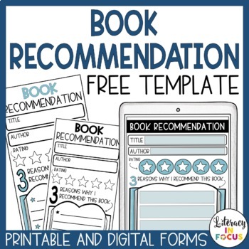 Preview of Book Recommendation Template | Free Printable and Digital Forms