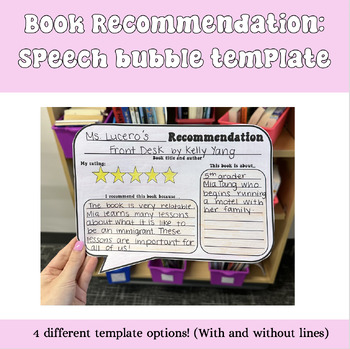 Preview of Book Recommendation Template: Speech Bubble