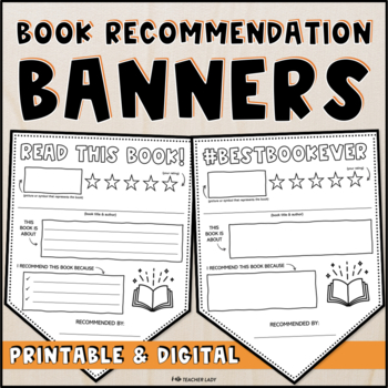 Preview of Book Recommendation Templates - Classroom Library Banner Posters 