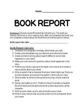 how to start a book report 8th grade