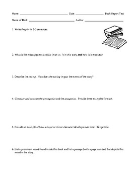 Preview of Book Report Assessment for Middle School Students