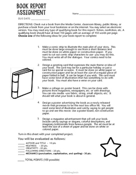 book report assignment pdf