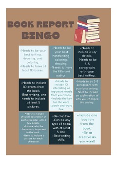 book report bingo template