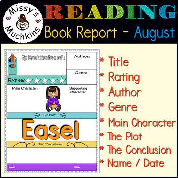 Book Report / Book Assessment ** August ** Back To School - Easel Activity