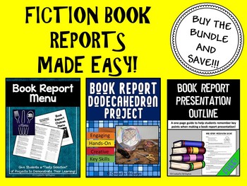 Preview of Book Report Project Bundle | Menu & Dodecahedron Projects | Literature Report