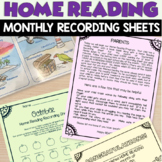 Home Reading Monthly Recording Sheets | Parent Letter | Ce