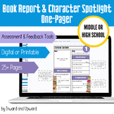 Book Report & Character Spotlight ONE-PAGER  | Digital or 
