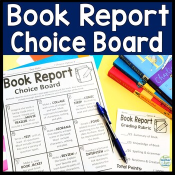Preview of Book Report Choice Board Menu | Book Report Template for Any Book | 9 Ideas
