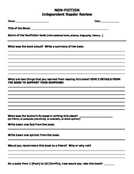 book report questions 10th grade