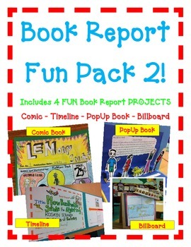 Preview of Book Report FUN PACK 2! 4 Projects|Comic-Timeline-PopUp Book-Billboard