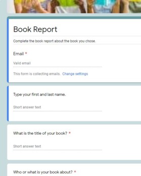 Preview of Book Report Form (Electronic)