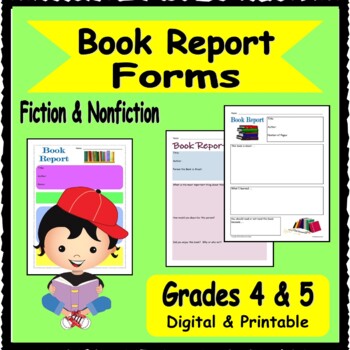 Preview of Book Report Forms--Fiction, Nonfiction, Biography--Grades 4-5, Accelerated