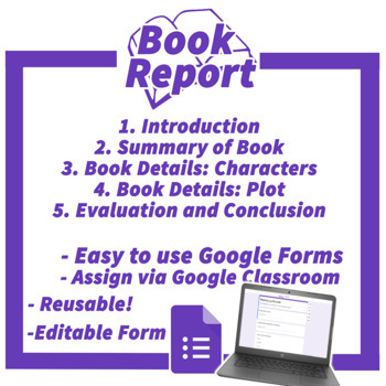 Preview of Book Report | Google Form | Distance Learning | Template