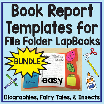 Preview of Book Report Graphic Organizer File Folder Lapbook BUNDLE- Fiction & Nonfiction