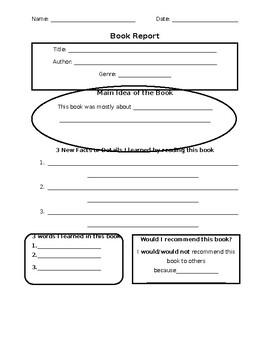 graphic organizer for a book report