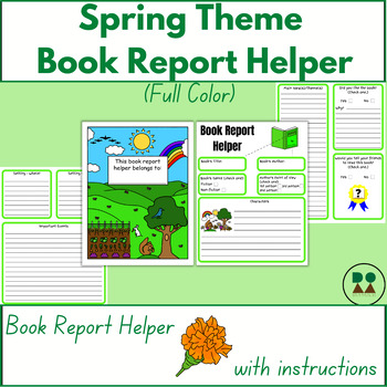 Preview of Book Report Helper (Spring Theme) in color, reading and writing incentive