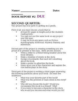 Preview of Book Report Idea