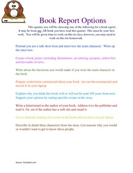 how to make a book report 6th grade